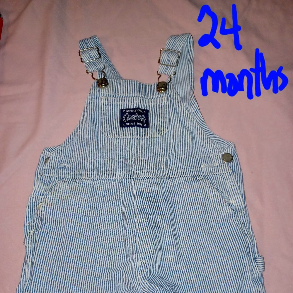 Little boys toddler pin-stripe short overalls, Carter's size 24 months